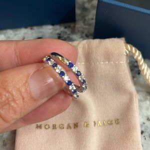 Morgan and Paige Sterling  Silver Created Blue Sapphire Small Hoop Earrings
